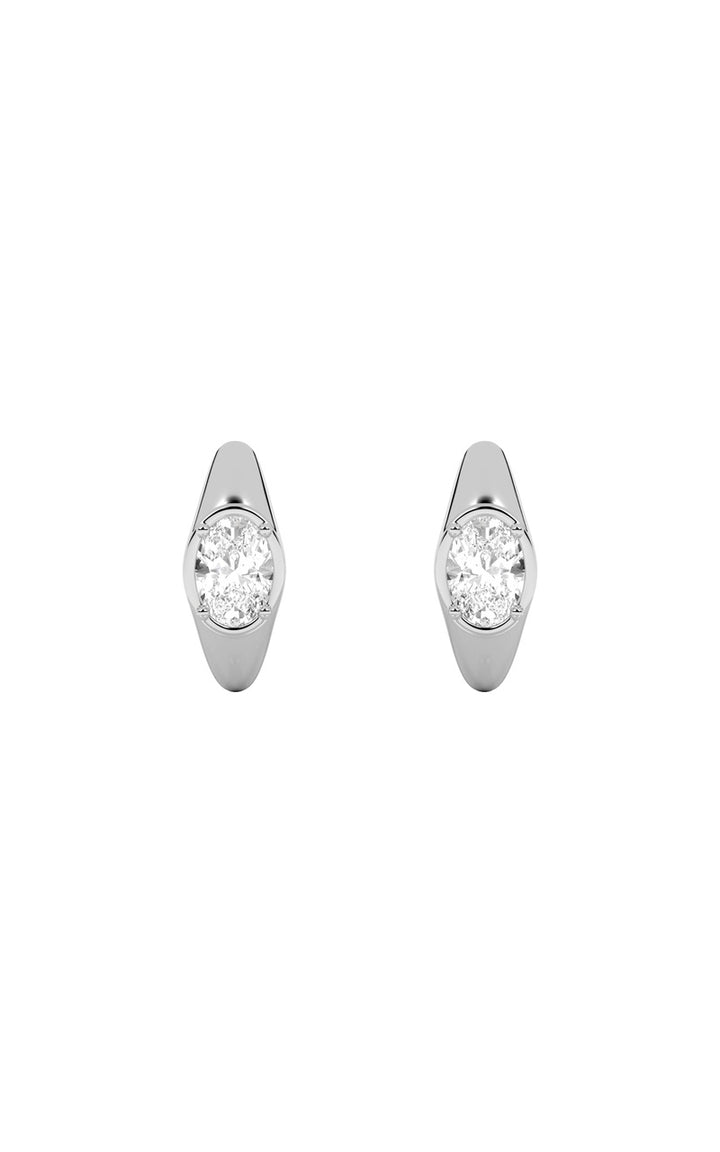 2Cttw Oval Shaped Lab Grown Diamond (F/VS) Solitaire Huggie Earrings in 14K Gold