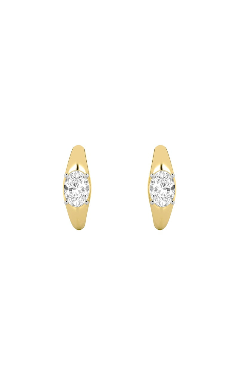 2Cttw Oval Shaped Lab Grown Diamond (G/VS) Huggie Earrings in 10K Gold