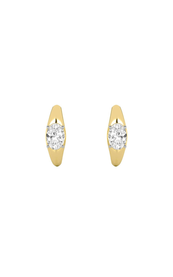 2Cttw Oval Shaped Lab Grown Diamond (G/VS) Huggie Earrings in 10K Gold
