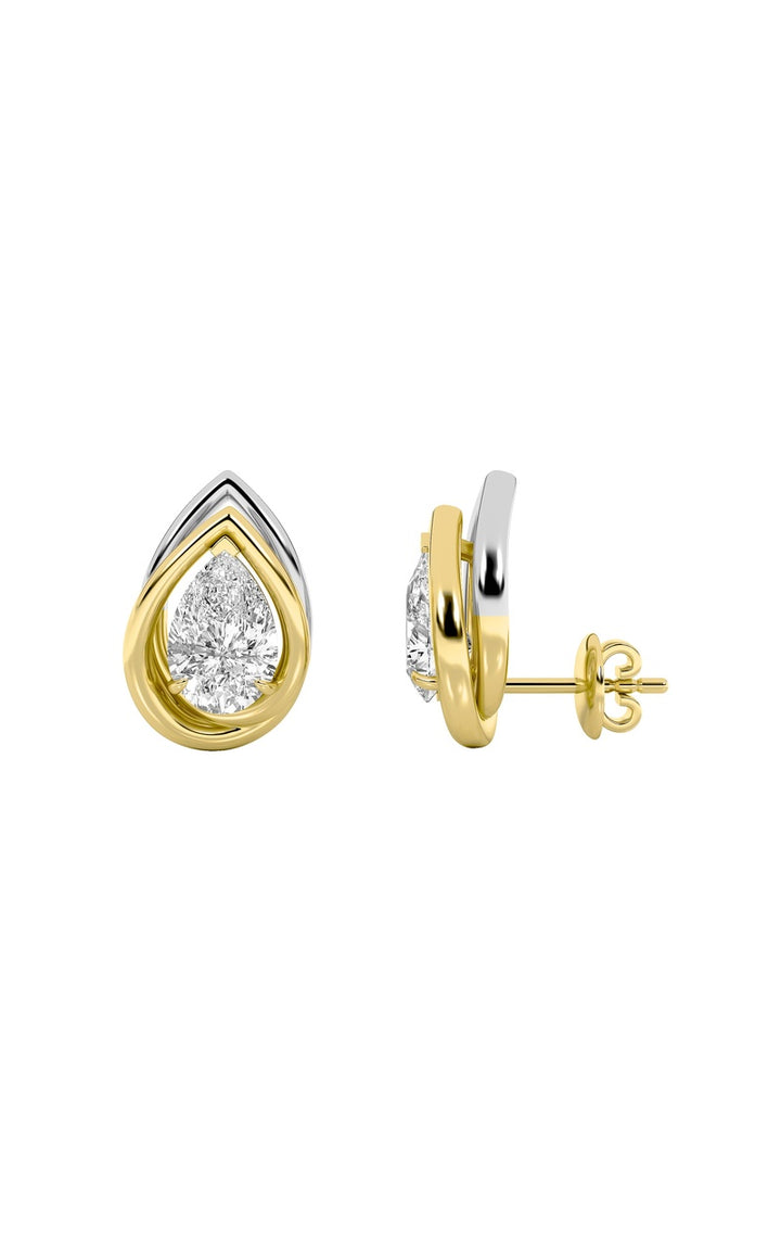 3Cttw Pear Shaped Lab Grown Diamond (G/VS) Knot Earrings in 14K Gold