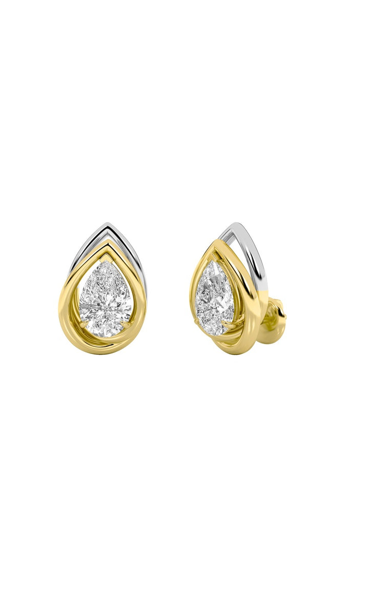3Cttw Pear Shaped Lab Grown Diamond (G/VS) Knot Earrings in 14K Gold