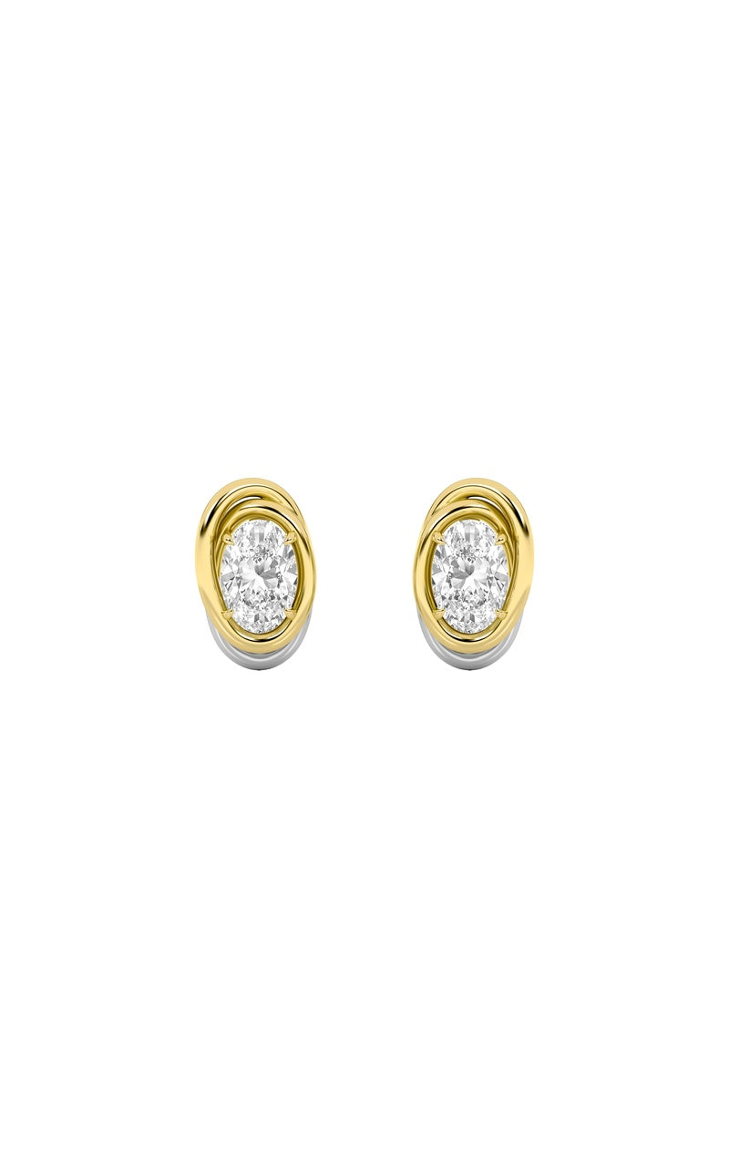2Cttw Oval Shaped Lab Grown Diamond (F/VVS) Knot Earrings in 14K Gold