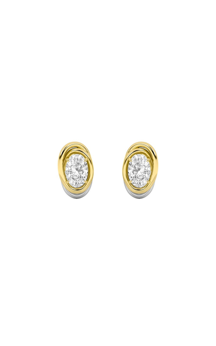 2Cttw Oval Shaped Lab Grown Diamond (F/VVS) Knot Earrings in 14K Gold