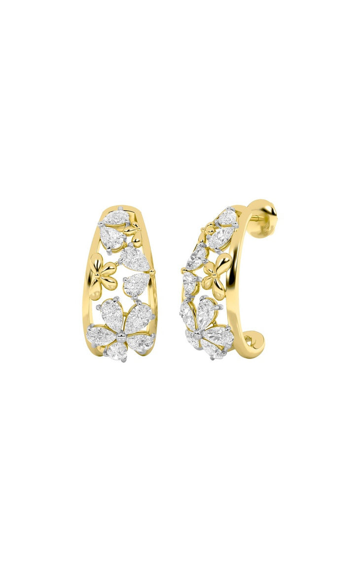 4.5Cttw Pear Shaped Lab Grown Diamond (F/VS) Fancy Flower Earrings in 14K Gold