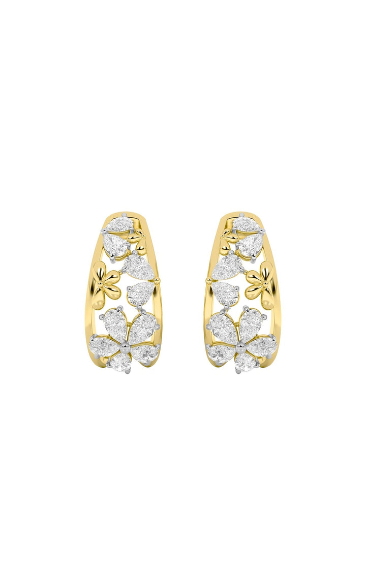 4.5Cttw Pear Shaped Lab Grown Diamond (F/VS) Fancy Flower Earrings in 14K Gold