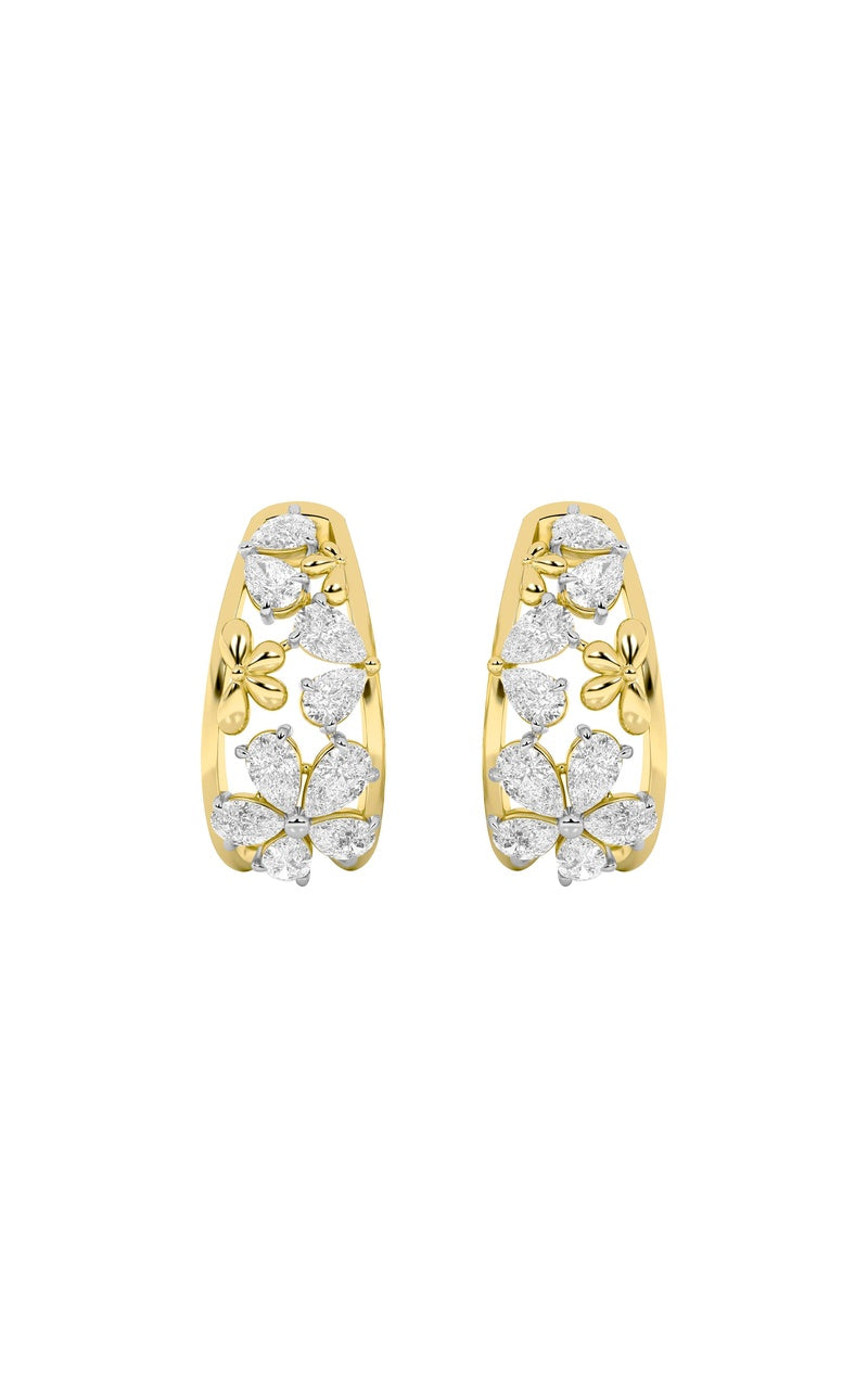 4.5Cttw Pear Shaped Lab Grown Diamond (F/VS) Fancy Flower Earrings in 14K Gold