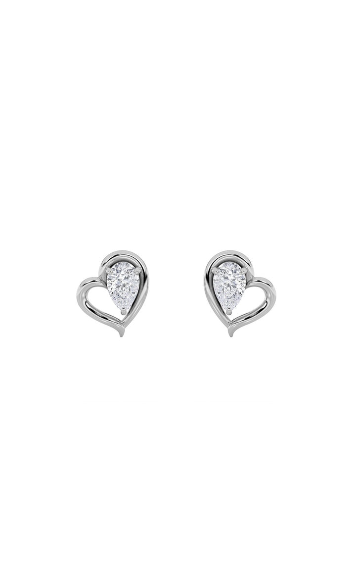 0.5Cttw Pear Shaped Lab Grown Diamond (F/VS) Heart Shaped Earrings in 14K Gold