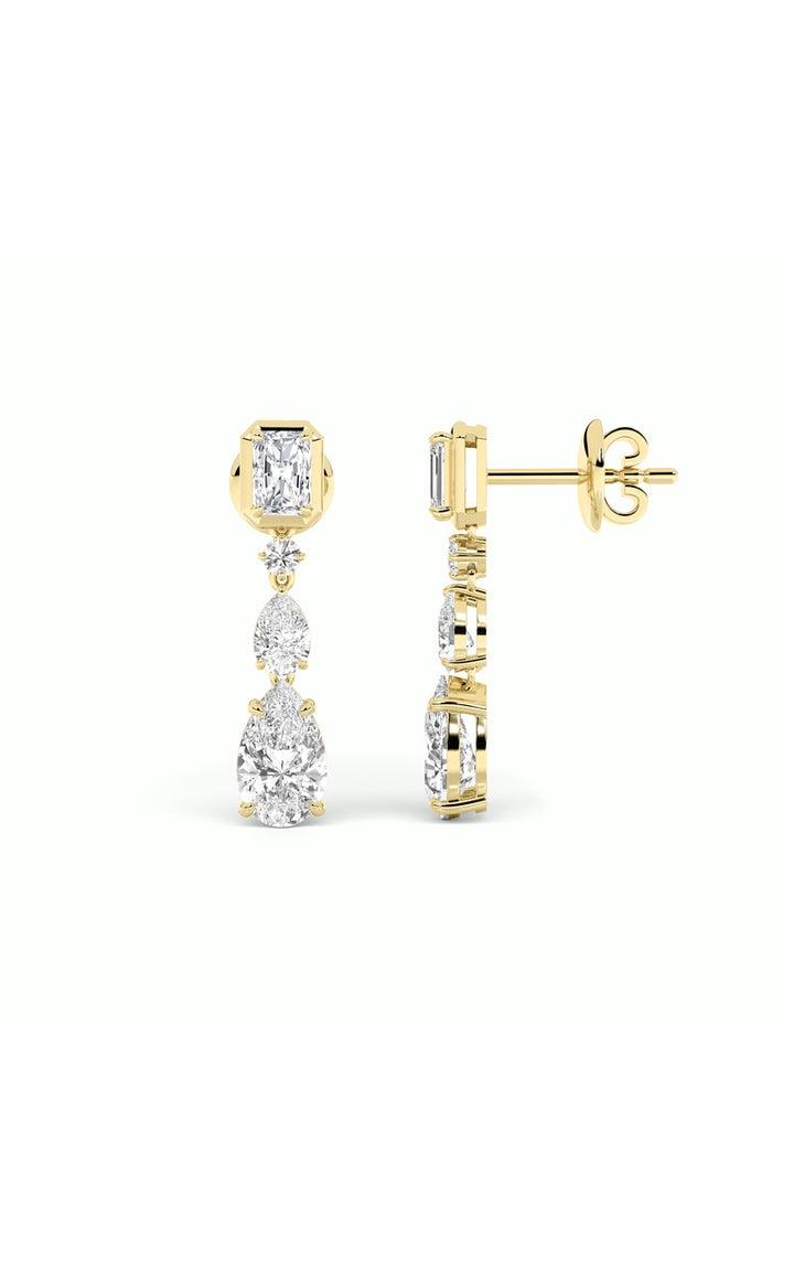 5.5Cttw Radiant Shaped Lab Grown Diamond (F/VS) Dangle Earrings in 14K Gold