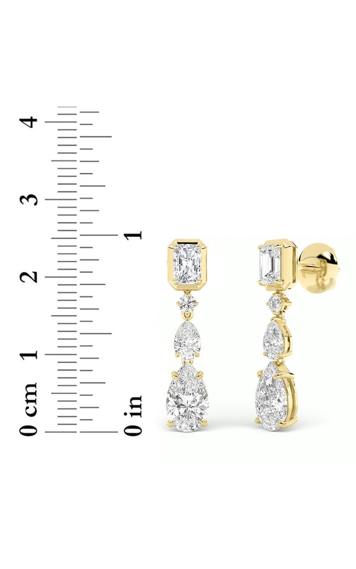 5.5Cttw Radiant Shaped Lab Grown Diamond (F/VS) Dangle Earrings in 14K Gold