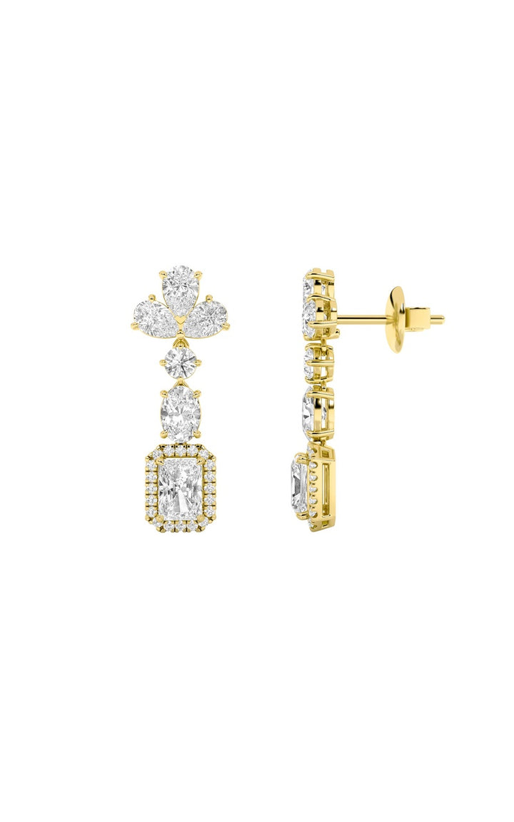 5.5Cttw Radiant Shaped Lab Grown Diamond (F/VS) Dangle Earrings in 14K Gold