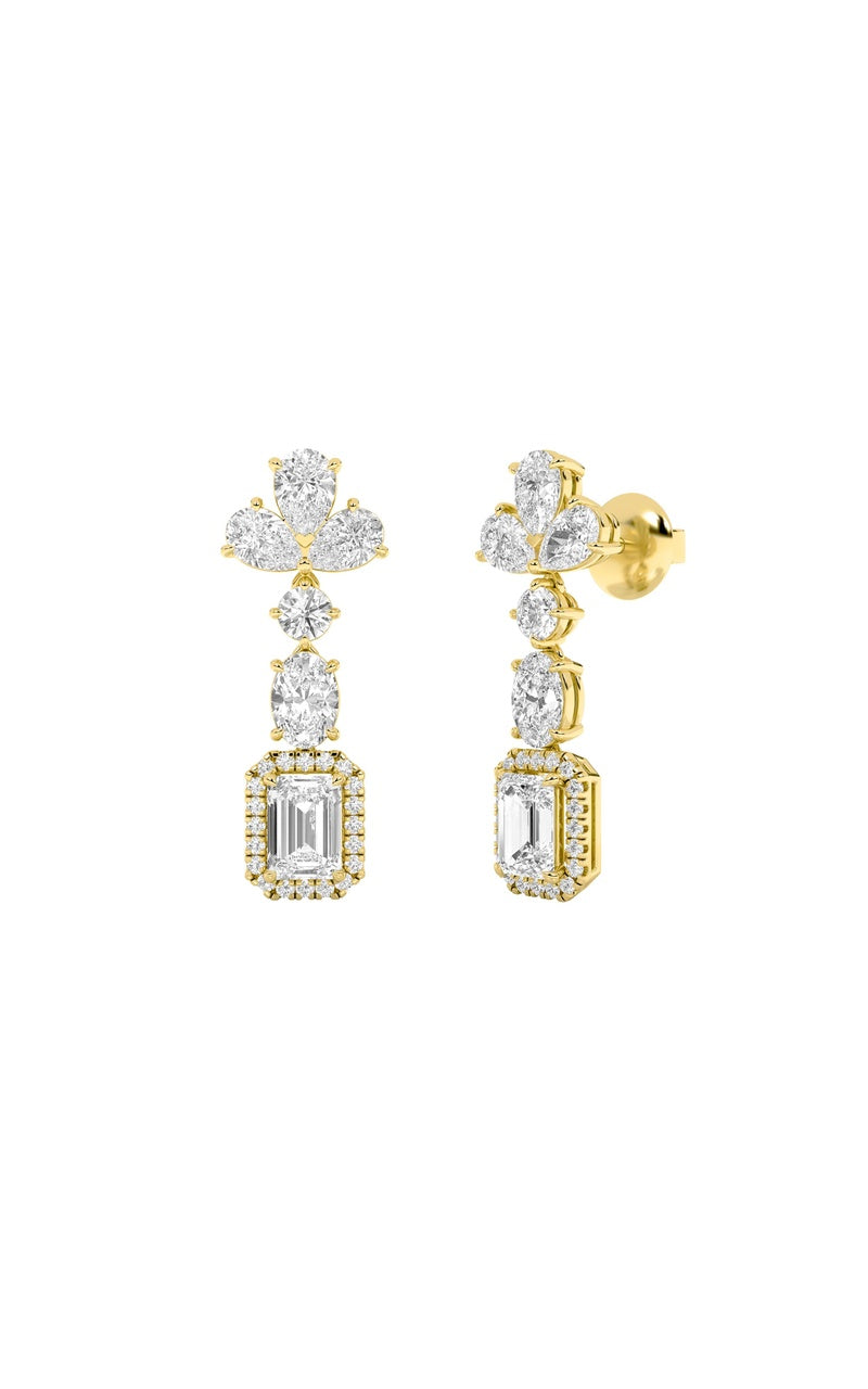 5.5Cttw Radiant Shaped Lab Grown Diamond (F/VS) Dangle Earrings in 14K Gold