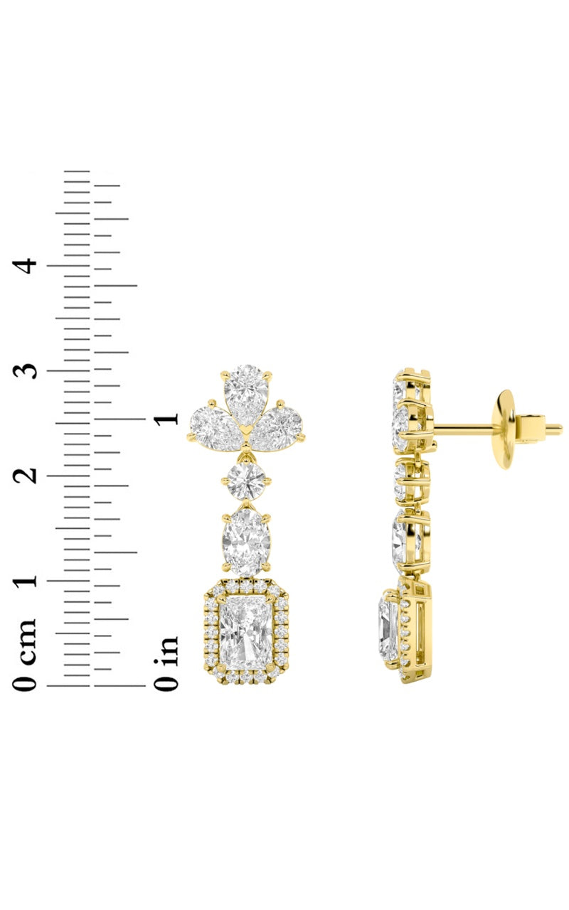 5.5Cttw Radiant Shaped Lab Grown Diamond (F/VS) Dangle Earrings in 14K Gold
