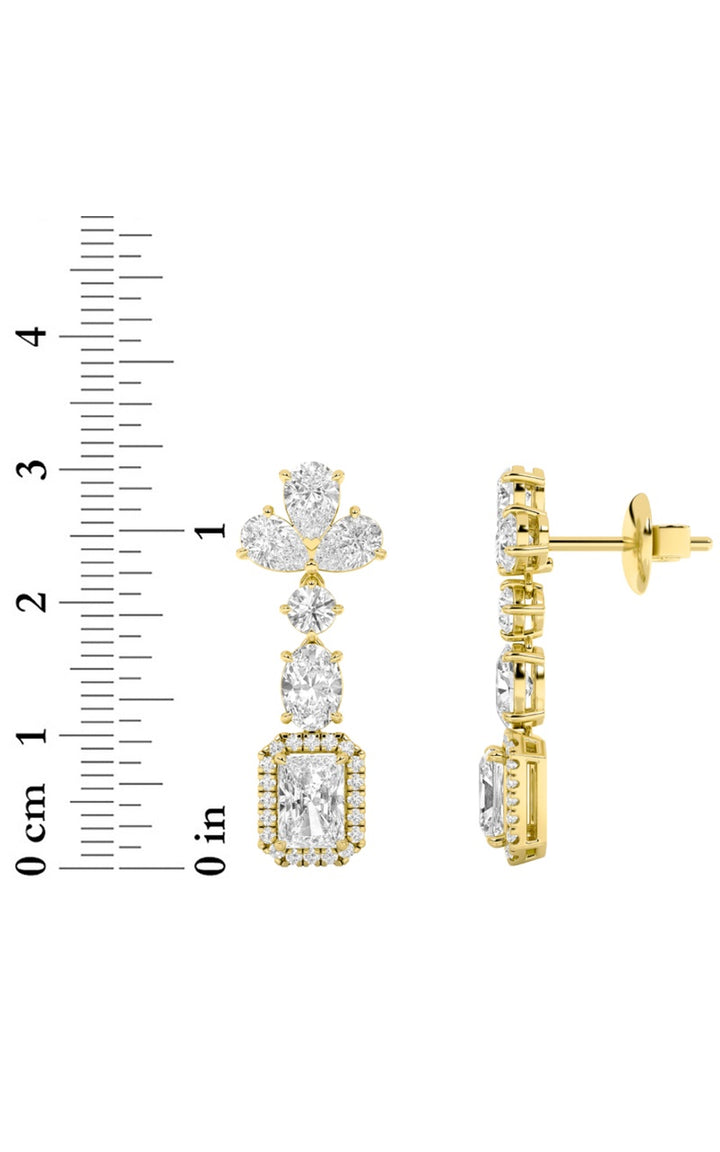 5.5Cttw Radiant Shaped Lab Grown Diamond (F/VS) Dangle Earrings in 14K Gold