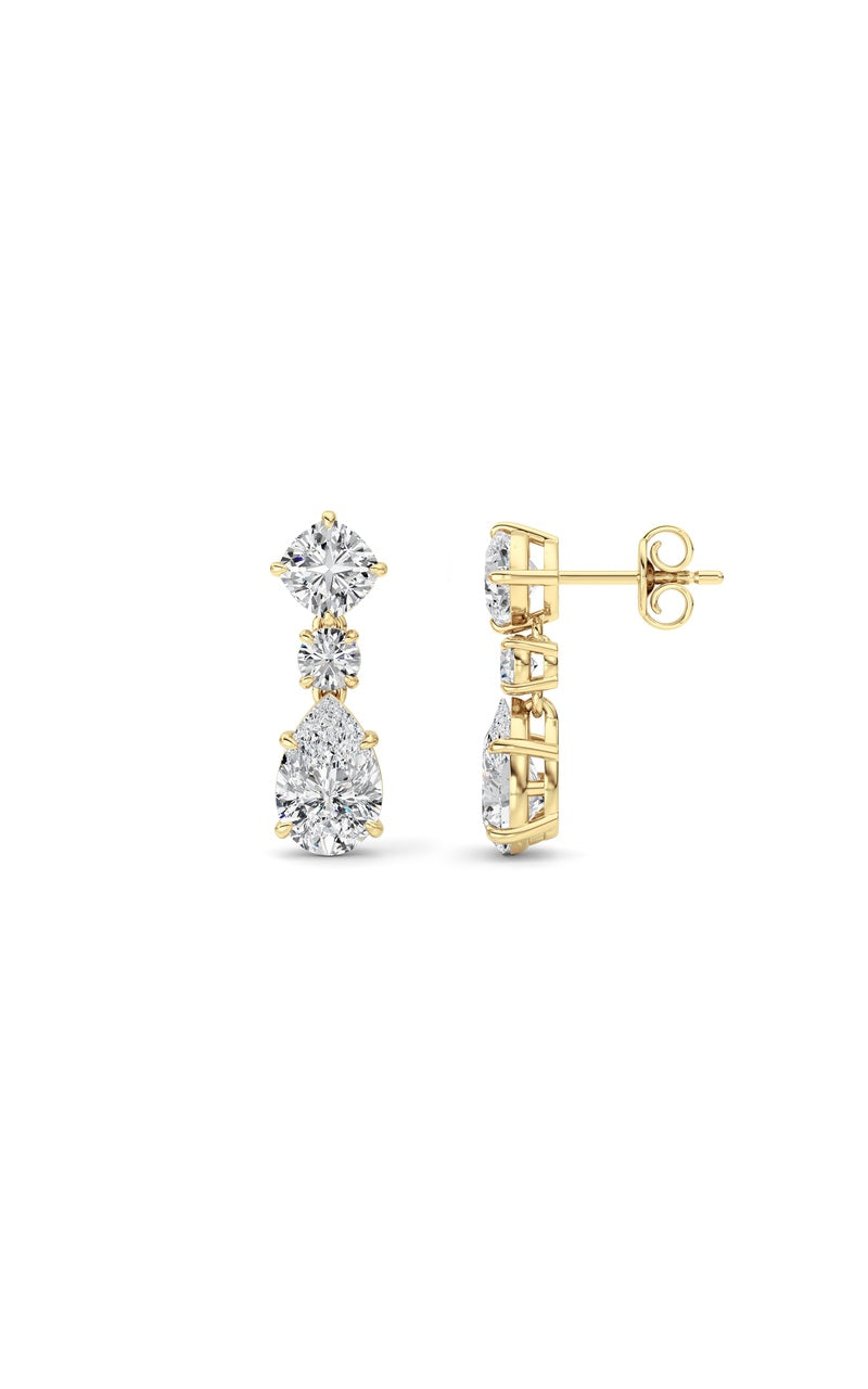 5Cttw Pear Shaped Lab Grown Diamond (F/VS) Dangle Earrings in 14K Gold