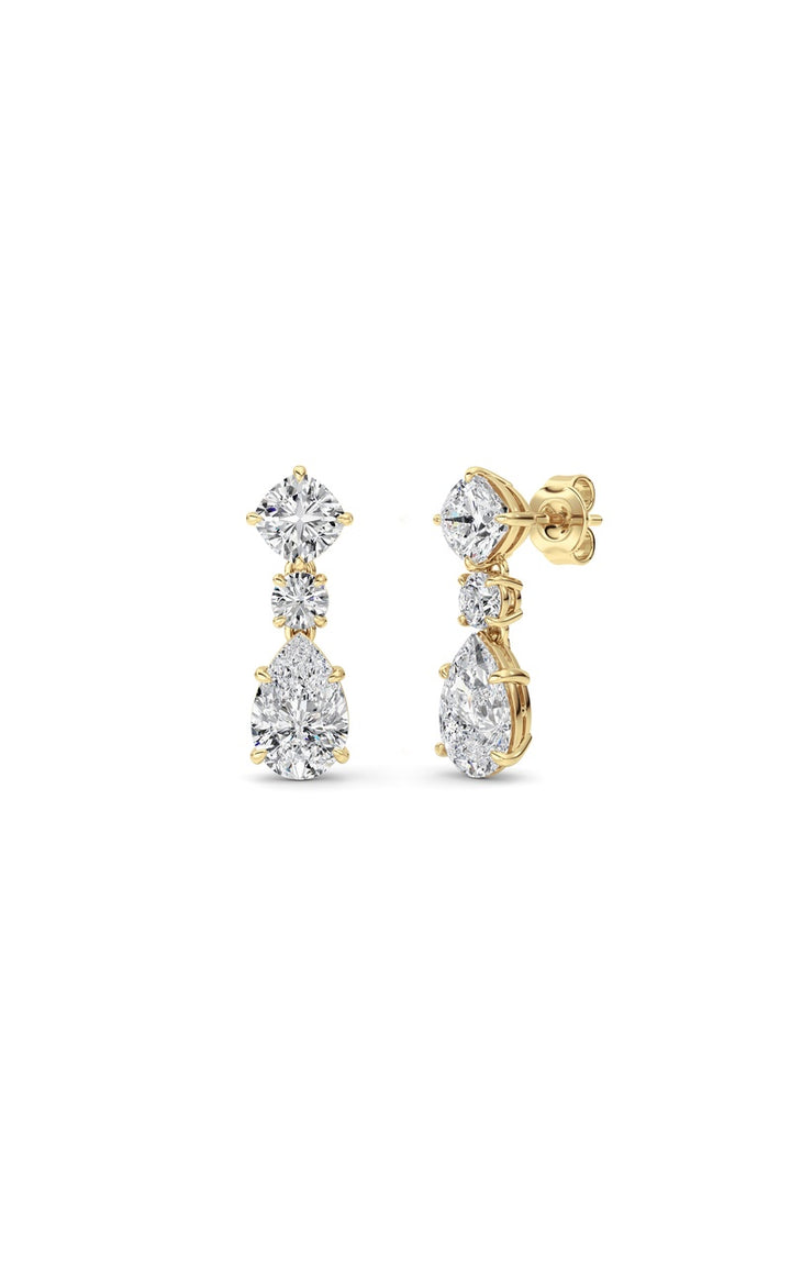 5Cttw Pear Shaped Lab Grown Diamond (F/VS) Dangle Earrings in 14K Gold