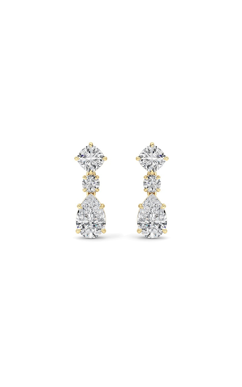 5Cttw Pear Shaped Lab Grown Diamond (F/VS) Dangle Earrings in 14K Gold