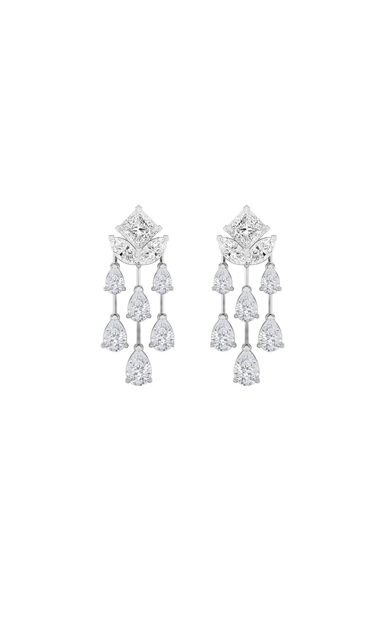7Cttw Princess Shaped Lab Grown Diamond (F/VS) Dangle Earrings in 14K Gold