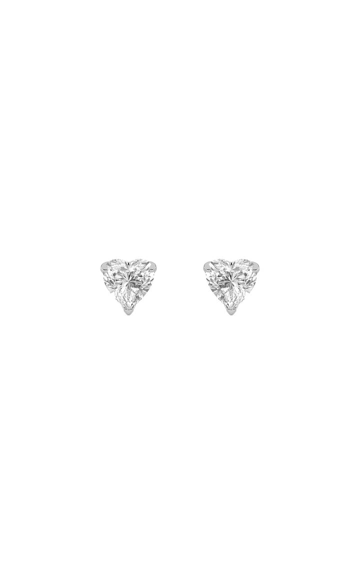 2Cttw Heart Shaped Lab Grown Diamond (F/VS) HeartShaped Earrings in 14K Gold