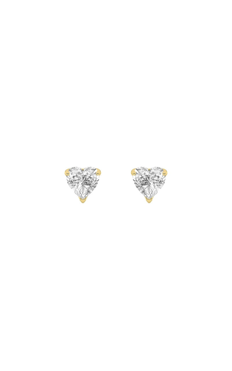 2Cttw Heart Shaped Lab Grown Diamond (F/VS) Heart Shaped Earrings in 14K Gold