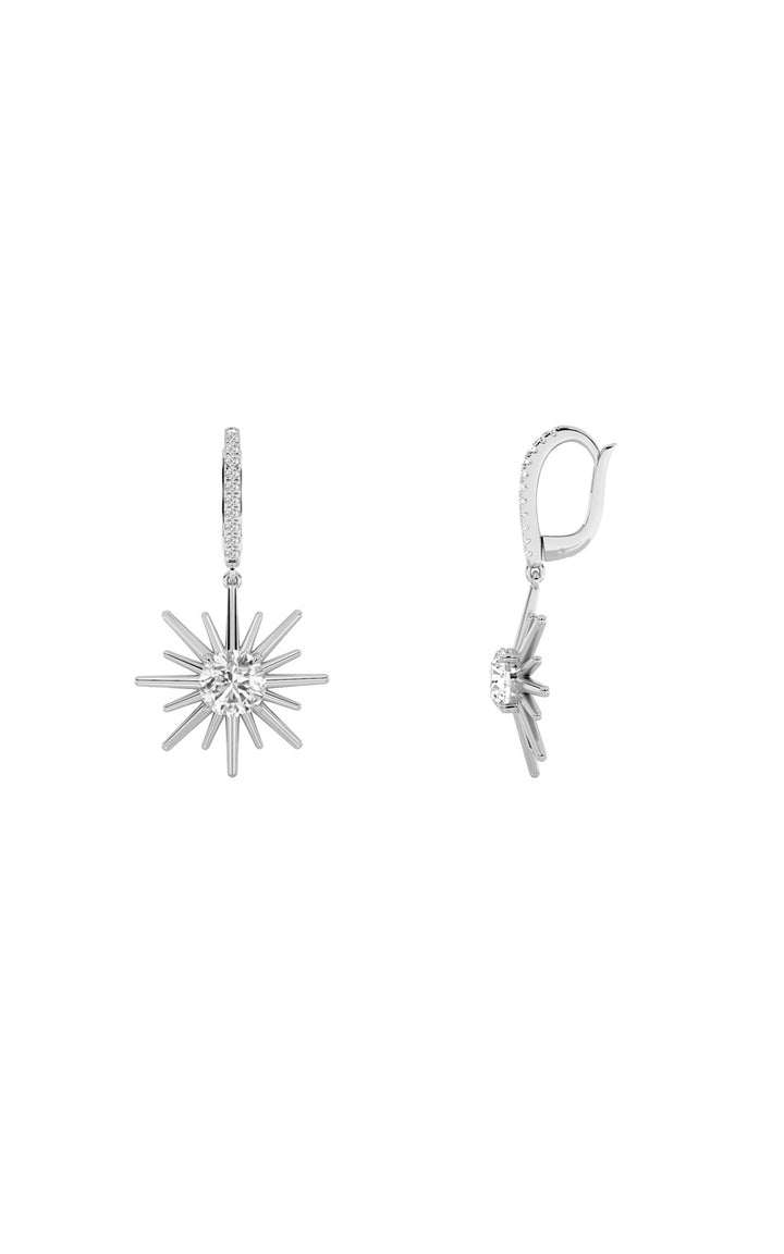 2Cttw Round Shaped Lab Grown Diamond (F/VS) Dangle Earrings in 14K Gold