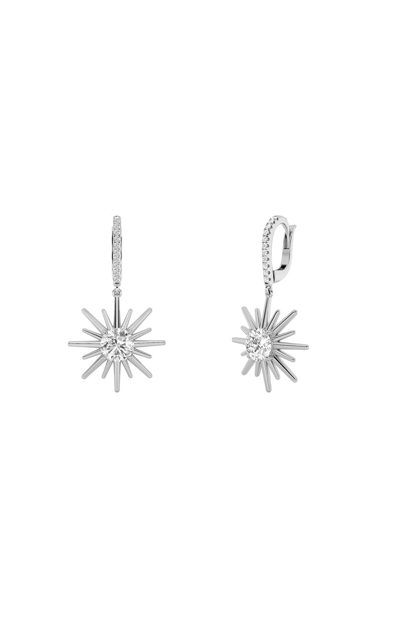 2Cttw Round Shaped Lab Grown Diamond (F/VS) Dangle Earrings in 14K Gold