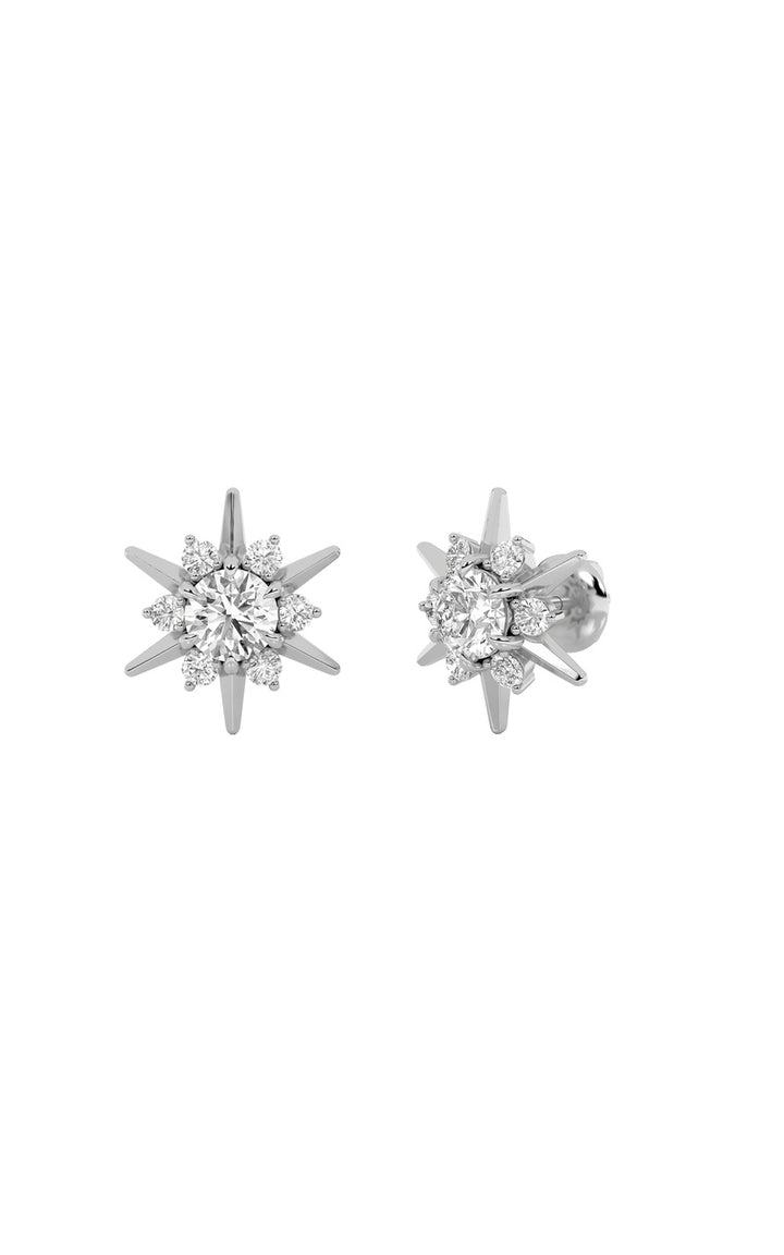 2Cttw Round Shaped Lab Grown Diamond (F/VS) Astralis Earrings in 14K Gold
