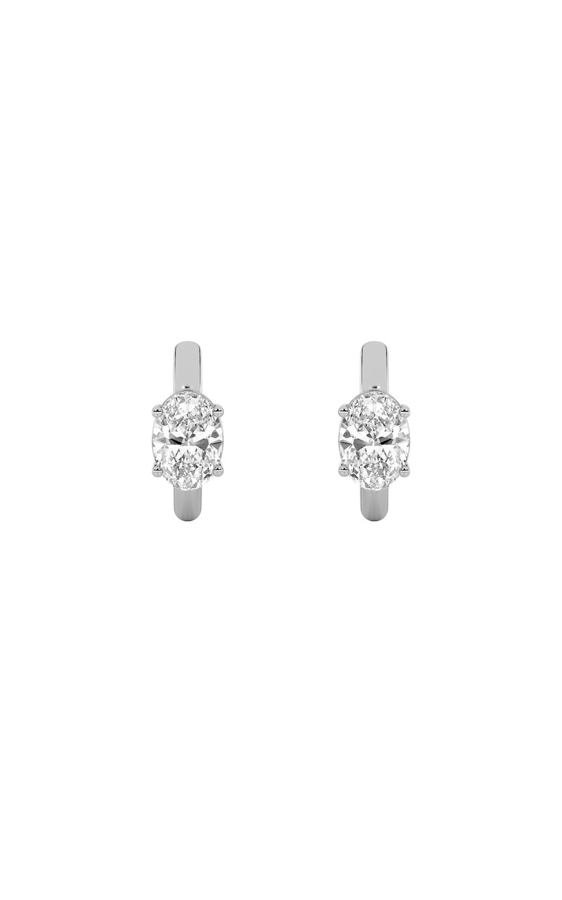 0.25Cttw Oval Shaped Lab Grown Diamond (F/VS) Huggie Cuff Earrings in 14K Gold
