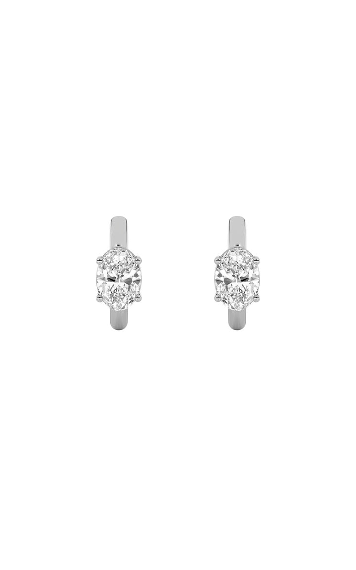 0.25Cttw Oval Shaped Lab Grown Diamond (F/VS) Huggie Cuff Earrings in 14K Gold