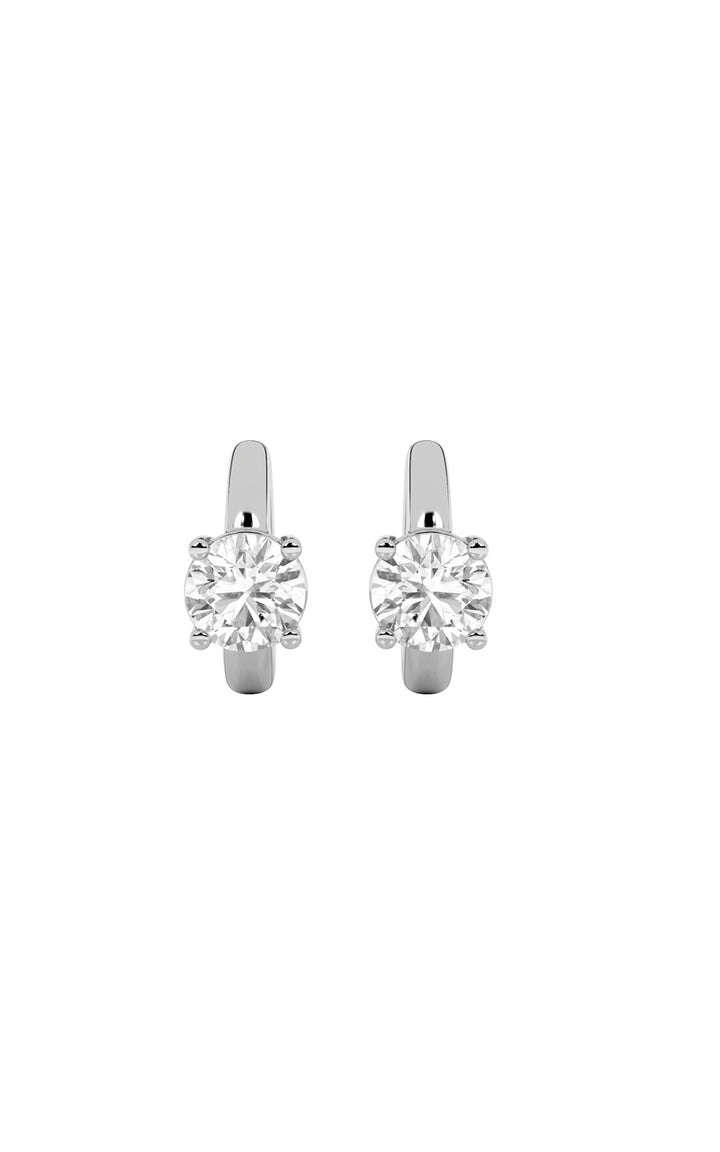 0.25Cttw Round Shaped Lab Grown Diamond (F/VS) Huggie Cuff Earrings in 14K Gold