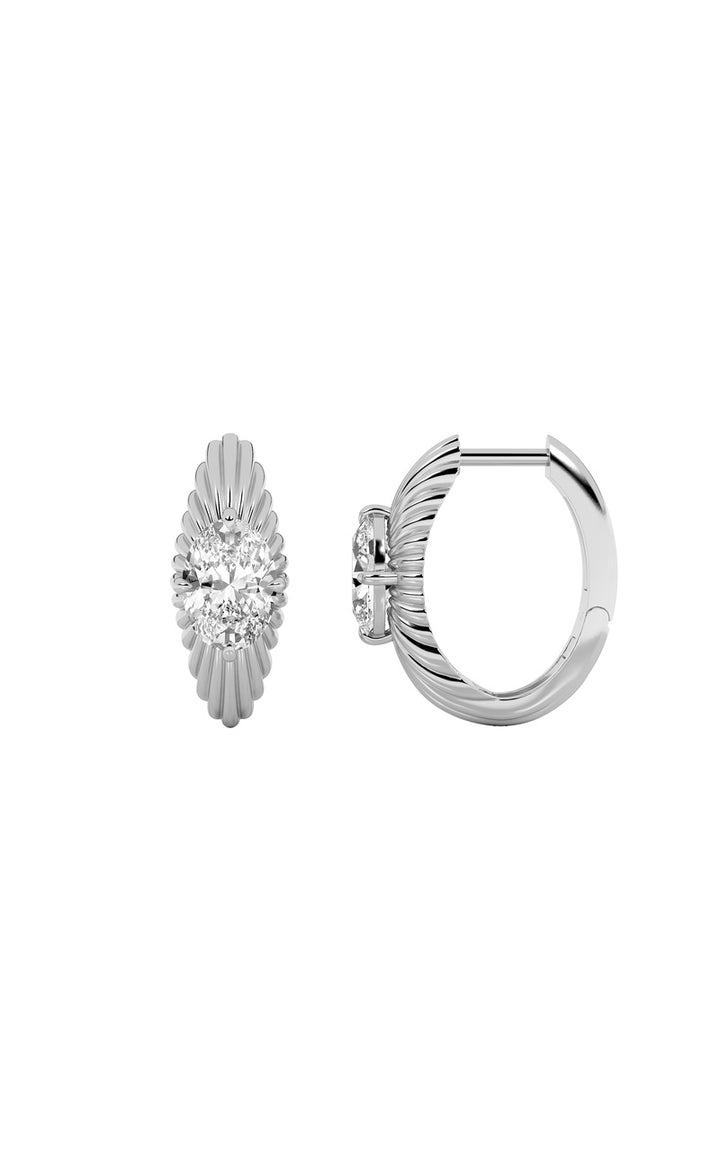 2Cttw Oval Shaped Lab Grown Diamond (F/VS) Huggie Earrings in 14K Gold