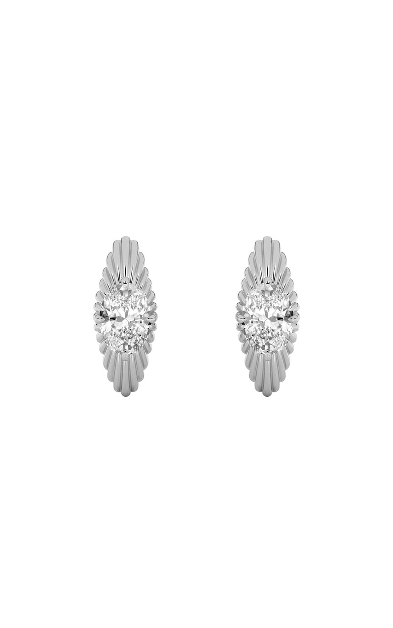 2Cttw Oval Shaped Lab Grown Diamond (F/VS) Huggie Earrings in 14K Gold