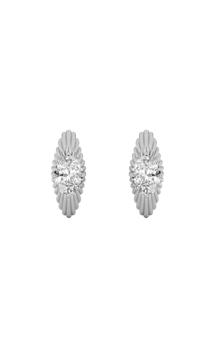 2Cttw Oval Shaped Lab Grown Diamond (F/VS) Huggie Earrings in 14K Gold