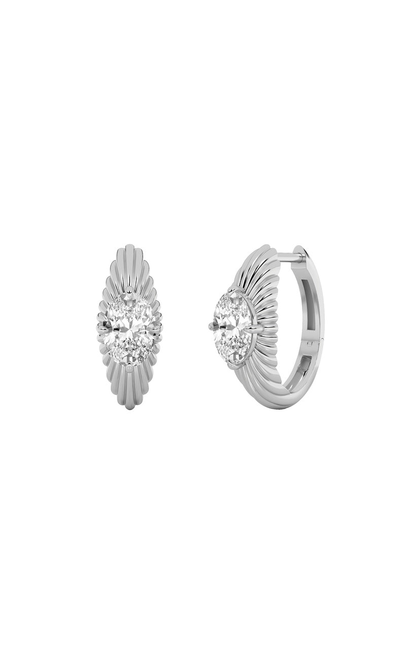 2Cttw Oval Shaped Lab Grown Diamond (F/VS) Huggie Earrings in 14K Gold