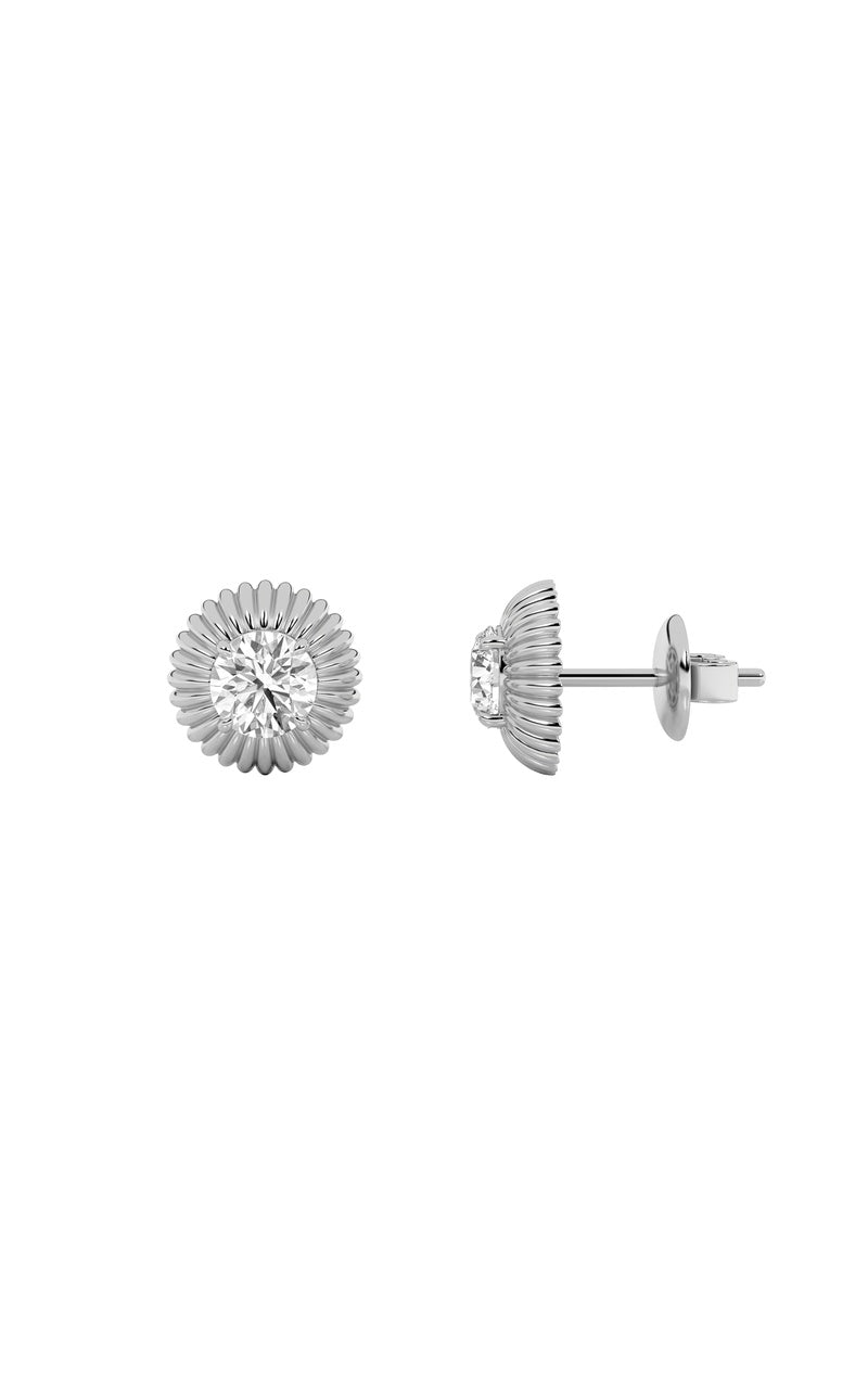 2Cttw Round Shaped Lab Grown Diamond (F/VS) Vintage Inspired Stud Earrings in 14K Gold