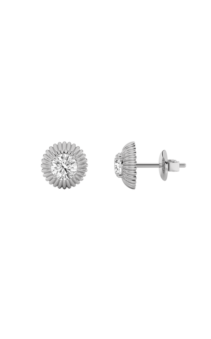 2Cttw Round Shaped Lab Grown Diamond (F/VS) Vintage Inspired Stud Earrings in 14K Gold