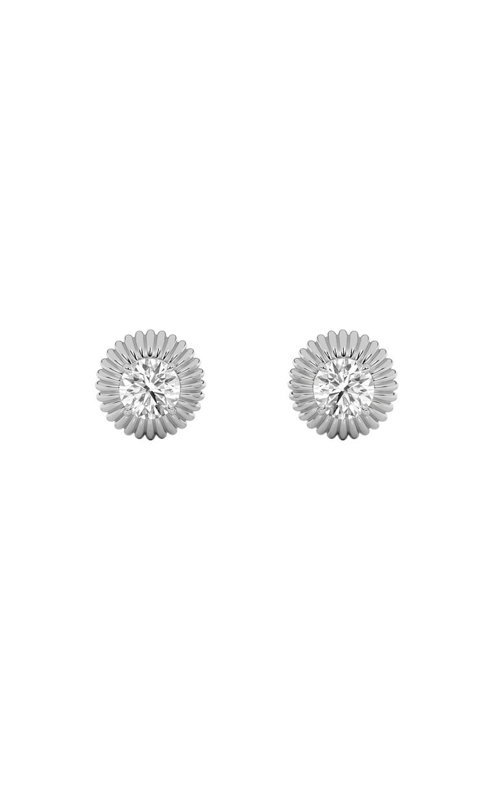 2Cttw Round Shaped Lab Grown Diamond (F/VVS) Vintage Inspired Stud Earrings in 14K Gold