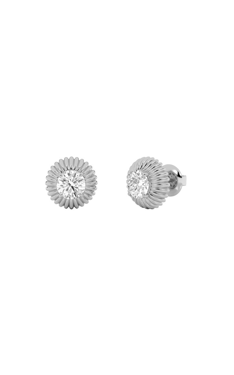 2Cttw Round Shaped Lab Grown Diamond (F/VVS) Vintage Inspired Stud Earrings in 14K Gold