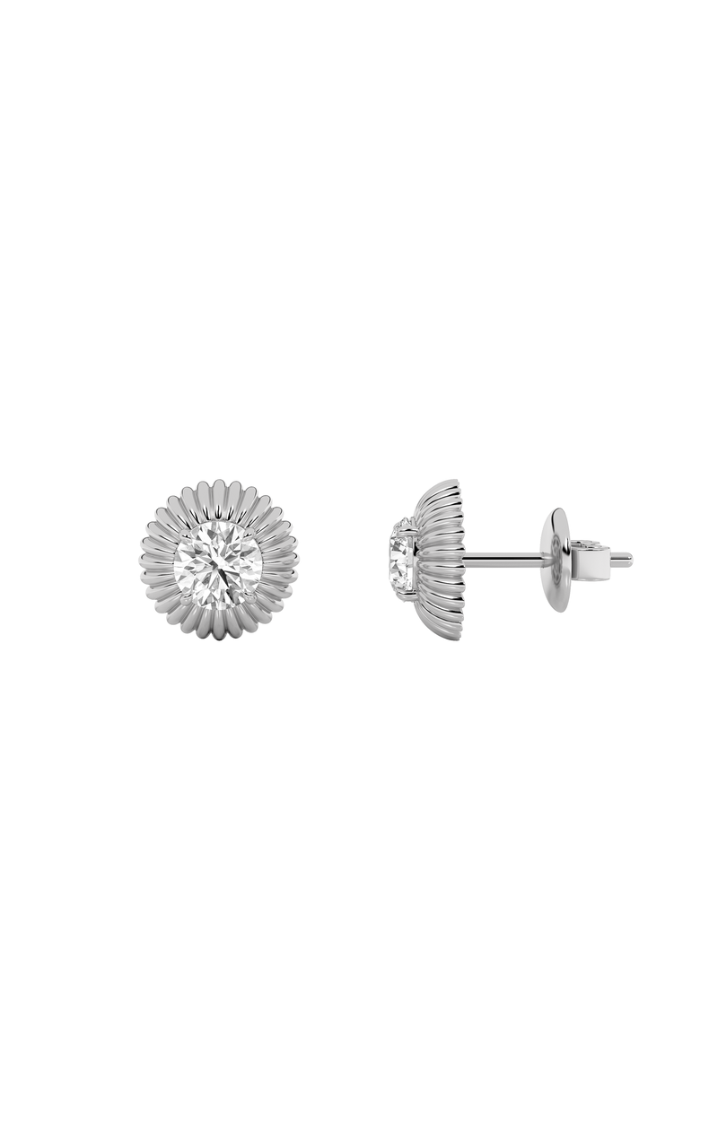 2Cttw Round Shaped Lab Grown Diamond (F/VVS) Vintage Inspired Stud Earrings in 14K Gold