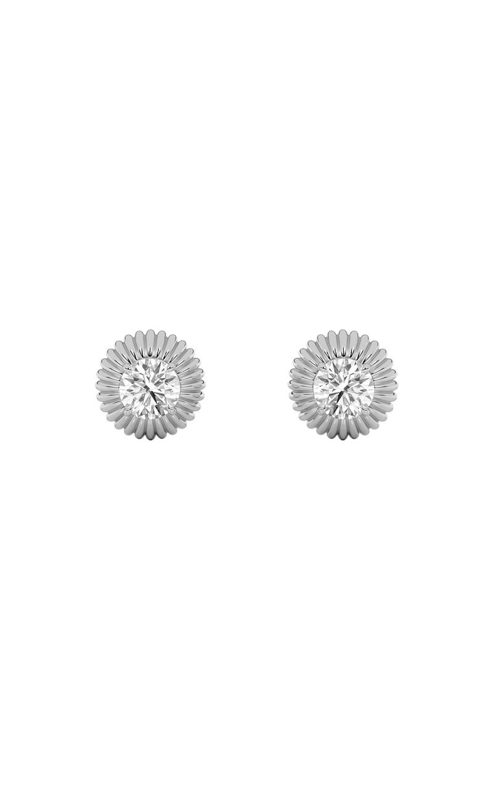 2Cttw Round Shaped Lab Grown Diamond (F/VVS) Vintage Inspired Stud Earrings in 14K Gold