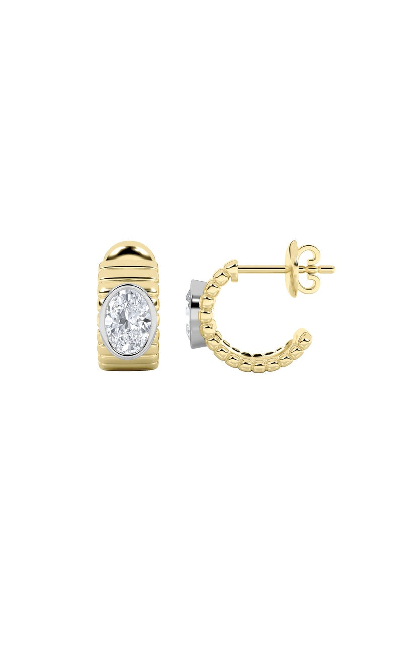 2Cttw Oval Shaped Lab Grown Diamond (F/VS) Fashion Earrings in 14K Gold