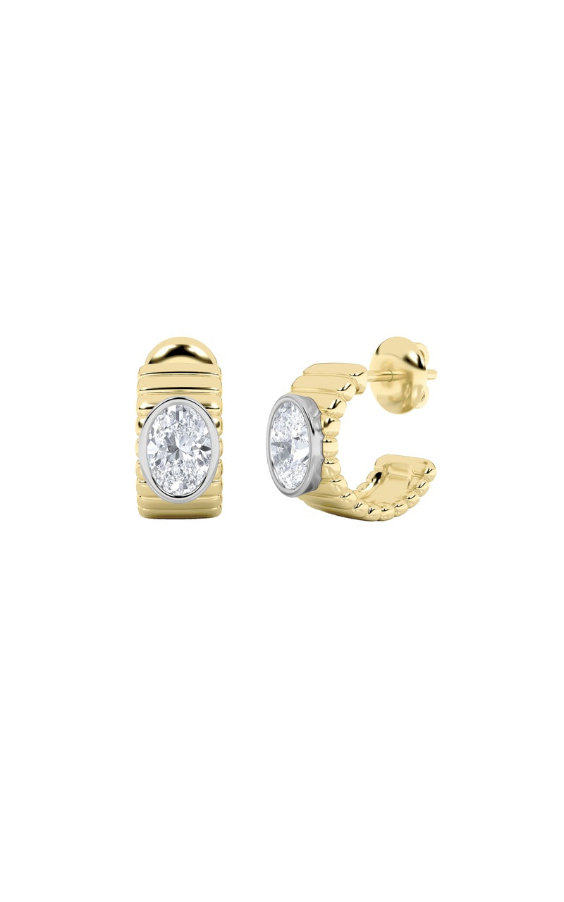 2Cttw Oval Shaped Lab Grown Diamond (F/VS) Fashion Earrings in 14K Gold
