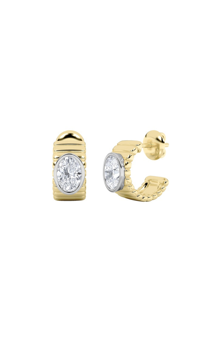 2Cttw Oval Shaped Lab Grown Diamond (F/VS) Fashion Earrings in 14K Gold
