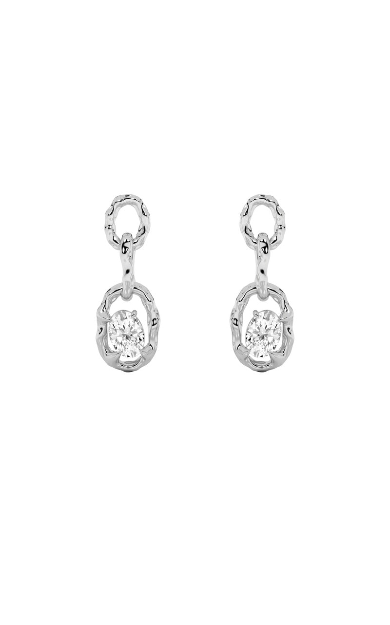 2Cttw Oval Shaped Lab Grown Diamond (G/VS) Earrings in 14K Gold