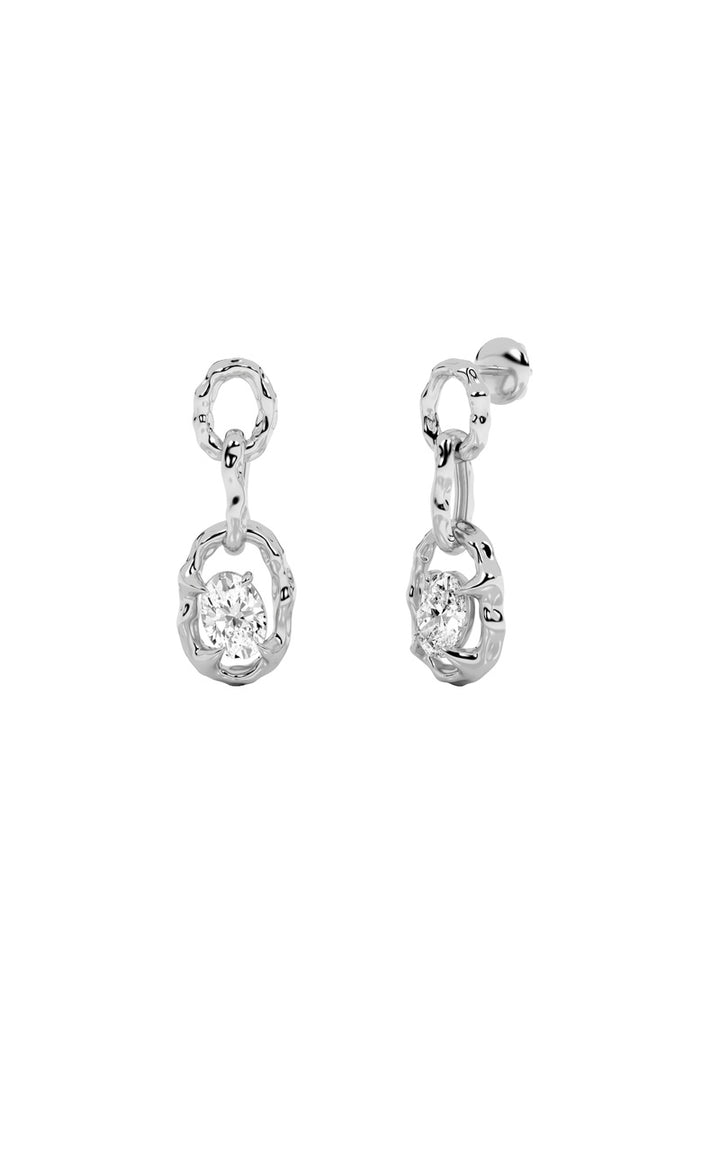 2Cttw Oval Shaped Lab Grown Diamond (G/VS) Earrings in 14K Gold