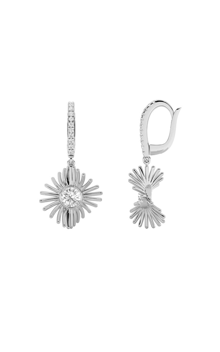 1Cttw Round Shaped Lab Grown Diamond (F/VS) Dangle Fashion Earrings in 14K Gold