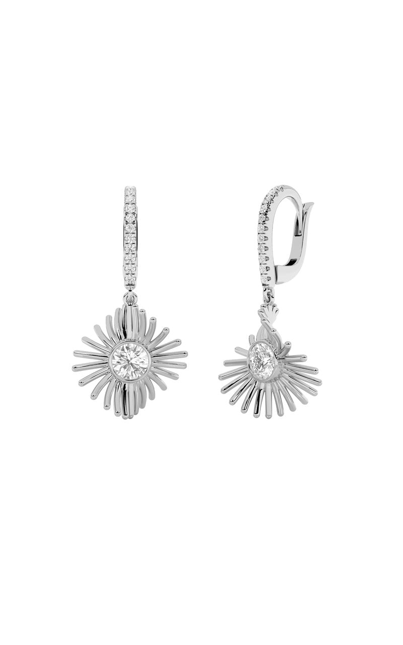 1Cttw Round Shaped Lab Grown Diamond (F/VS) Dangle Fashion Earrings in 14K Gold