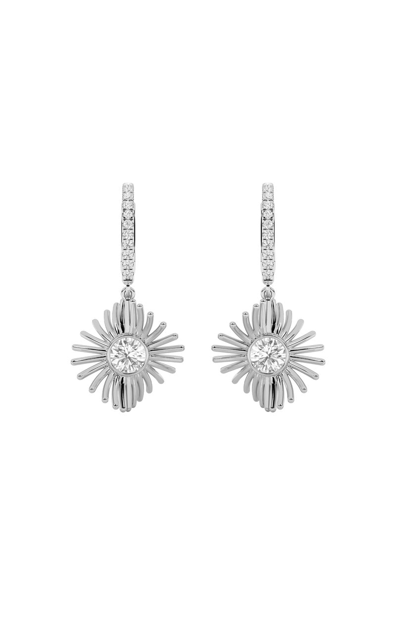1Cttw Round Shaped Lab Grown Diamond (F/VS) Dangle Fashion Earrings in 14K Gold
