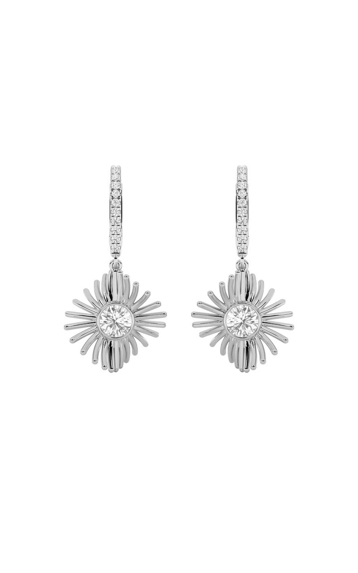 1Cttw Round Shaped Lab Grown Diamond (F/VS) Dangle Fashion Earrings in 14K Gold