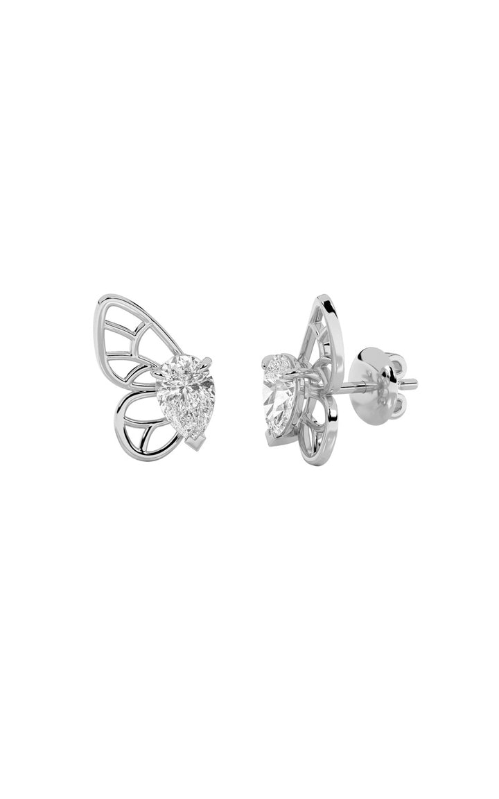 2Cttw Pear Shaped Lab Grown Diamond (F/VS) Butterly Fashion Earrings in 14K Gold