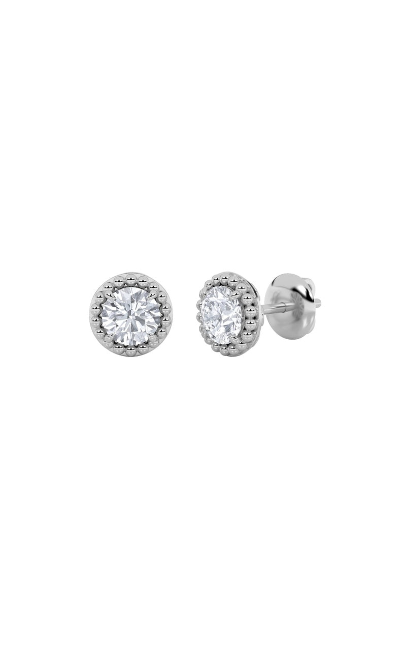2Cttw Round Shaped Lab Grown Diamond (F/VS) Stud Earrings in 14K Gold